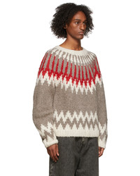 Andersson Bell Red Grey Handmade Nordic Sweater