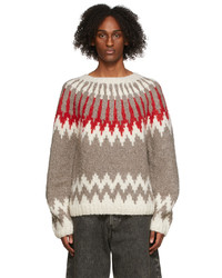 Andersson Bell Red Grey Handmade Nordic Sweater