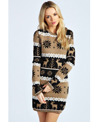 Brown Fair Isle Sweater Dress
