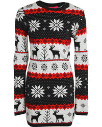 Boohoo Meg Multi Reindeer Snowflake Knit Dress