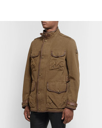 Belstaff Leather Trimmed Cotton Canvas Field Jacket