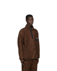 Wacko Maria Brown And Black Fleece Leopard Pullover Jacket