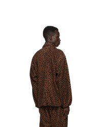 Wacko Maria Brown And Black Fleece Leopard Pullover Jacket