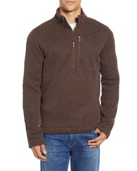 Brown Fleece Zip Neck Sweater
