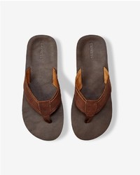 Express Brown Leather Flip Flop