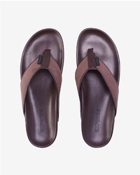 Express Brown Leather Flip Flop Brown 7