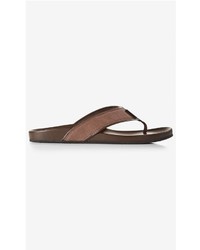 Express Brown Leather Flip Flop Brown 7