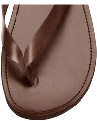H&M Leather Flip Flops Dark Brown