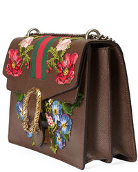 Gucci Dionysus Floral Embroidered Shoulder Bag Graymulti