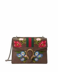 Gucci Dionysus Floral Embroidered Shoulder Bag Graymulti