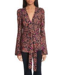 Brown Floral Long Sleeve Blouse