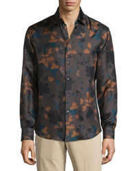 Brown Floral Long Sleeve Shirt