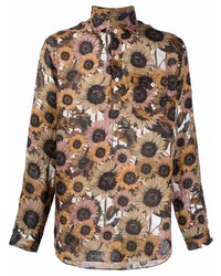 Lardini Floral Print Cutaway Collar Shirt