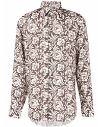 Tom Ford Floral Print Point Collar Shirt