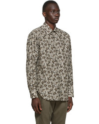 Tom Ford Grey Taupe Floral Print Shirt