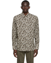 Tom Ford Grey Taupe Floral Print Shirt