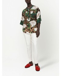 Dolce & Gabbana Floral Print Short Sleeve Silk Shirt