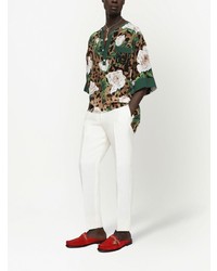 Dolce & Gabbana Floral Print Short Sleeve Silk Shirt