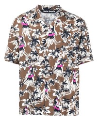 Palm Angels Floral Print Short Sleeved Shirt