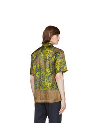 Dries Van Noten Tan Floral Short Sleeve Shirt