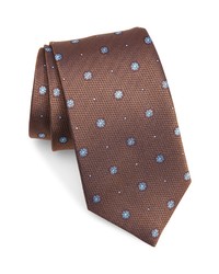 David Donahue Neat Floral Silk Tie In Chocolate At Nordstrom
