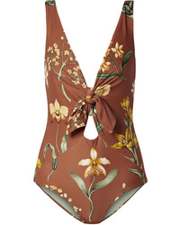 Brown Floral Swimsuit