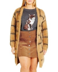 Brown Fluffy Open Cardigan