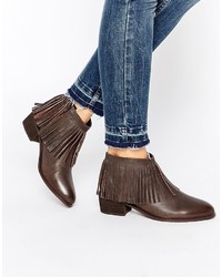 Asos Aroots Leather Western Fringe Ankle Boots