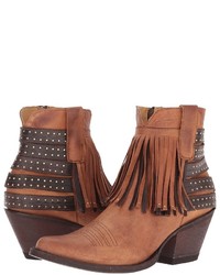 Brown Fringe Leather Cowboy Boots