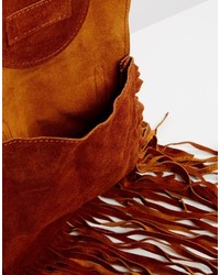 Glamorous Leather Foldover Fringe Detail Cross Body