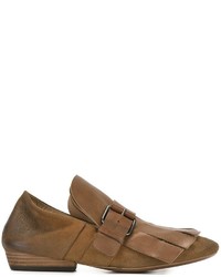 Brown Fringe Leather Loafers