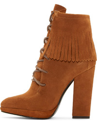 Giuseppe Zanotti Brown Suede Fringed Ankle Boots