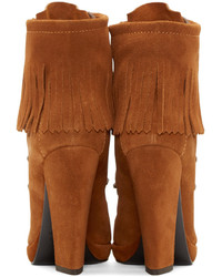 Giuseppe Zanotti Brown Suede Fringed Ankle Boots