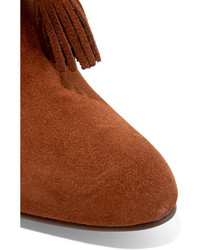 See by Chloe See By Chlo Fringed Suede Ankle Boots Tan