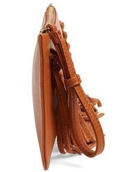 Sole Society Suede Fringe Clutch Brown