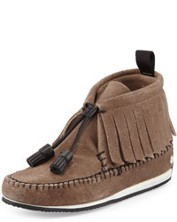 Brown Fringe Suede Driving Shoes