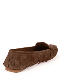 Tomas Maier Suede Fringed Moccasin Dust