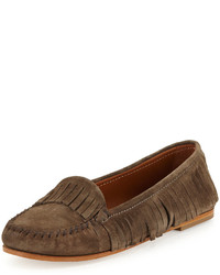 Tomas Maier Suede Fringed Moccasin Dust