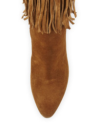 Saint Laurent Fringe Suede 95mm Knee Boot Cigare