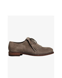 Burberry Lace Up Kiltie Fringe Suede Loafers