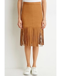 Forever 21 Contemporary Fringed Faux Suede Skirt