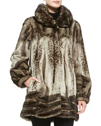 Belle Fare Semi Sheared Mink Fur Stroller Coat