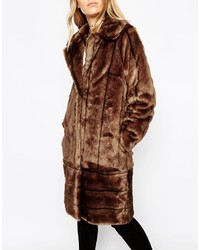 Asos Collection Coat In Vintage Longline Pelted Faux Fur