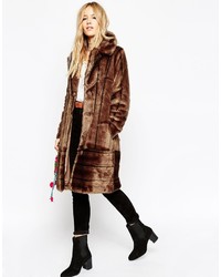 Asos Collection Coat In Vintage Longline Pelted Faux Fur