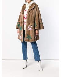Liska Floral Pattern Mink Coat