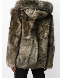 Yves Salomon Army Fox Fur And Lamb Fur Coat