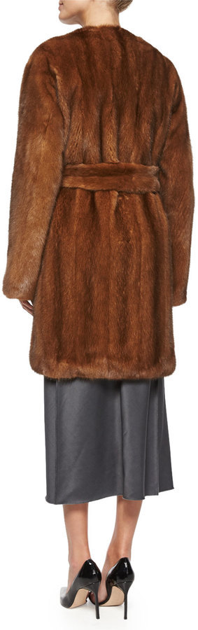 The Row Narston Mink Fur Tie Waist Coat Copper 12 500 Neiman