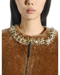 Marni Shearling Fur Coat Wembellished Collar