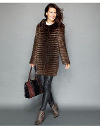 The Fur Vault Portrait Collar Mink Beaver Fur Coat