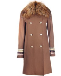Bazar Deluxe Faux Fur Collar Brown Coat
